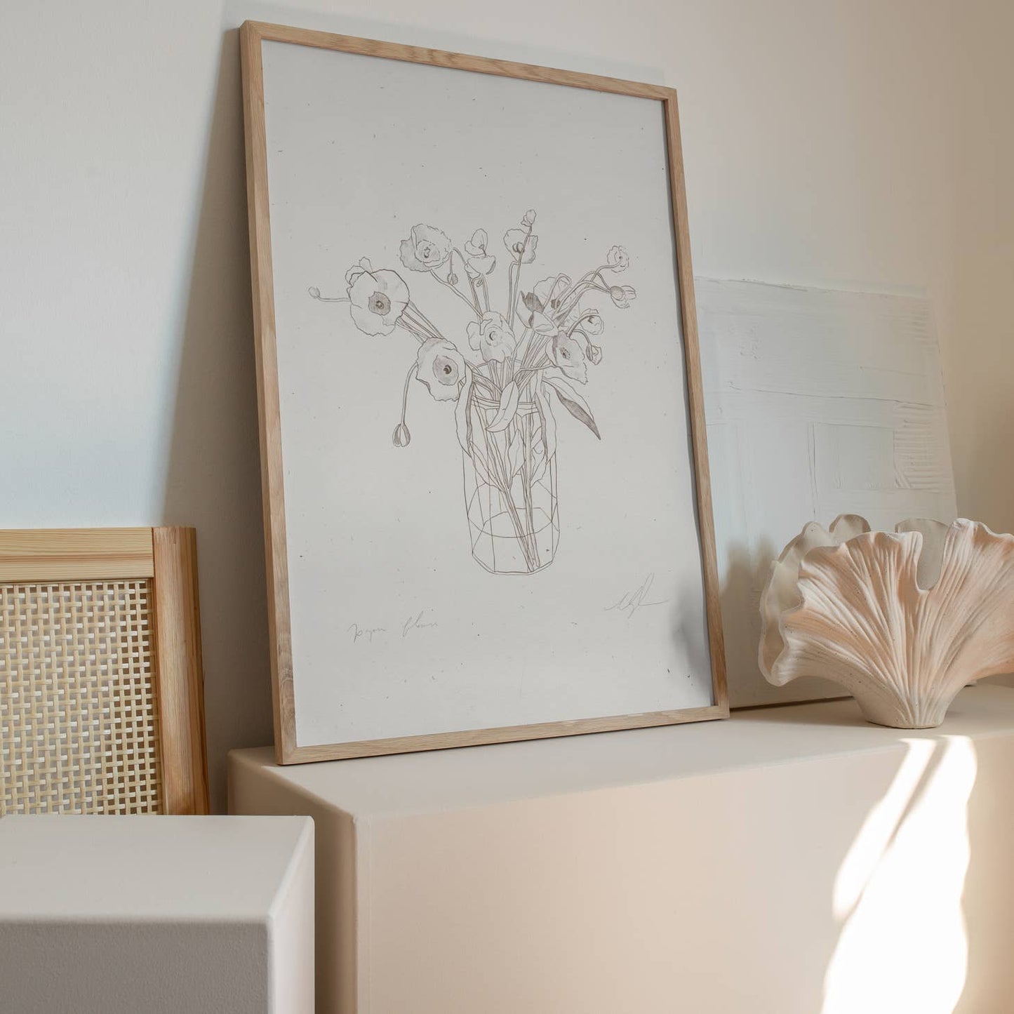 "Fleurs de Papier in Cornflower Blue" Art Print