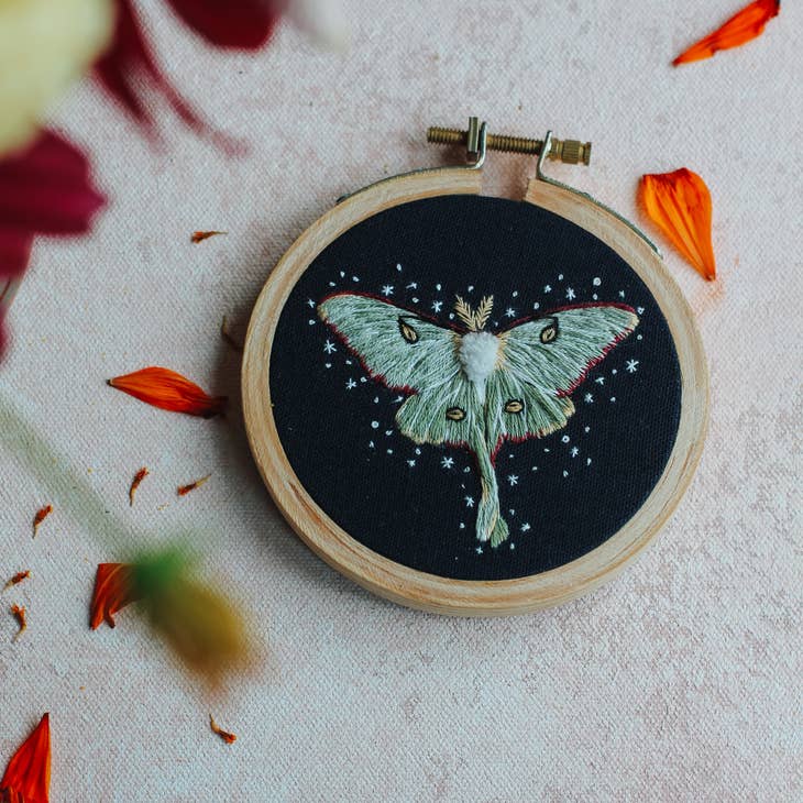 Luna Moth Embroidery DIY Kit