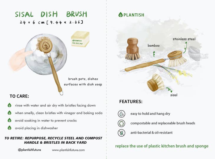 Bamboo Sisal Dish Brush