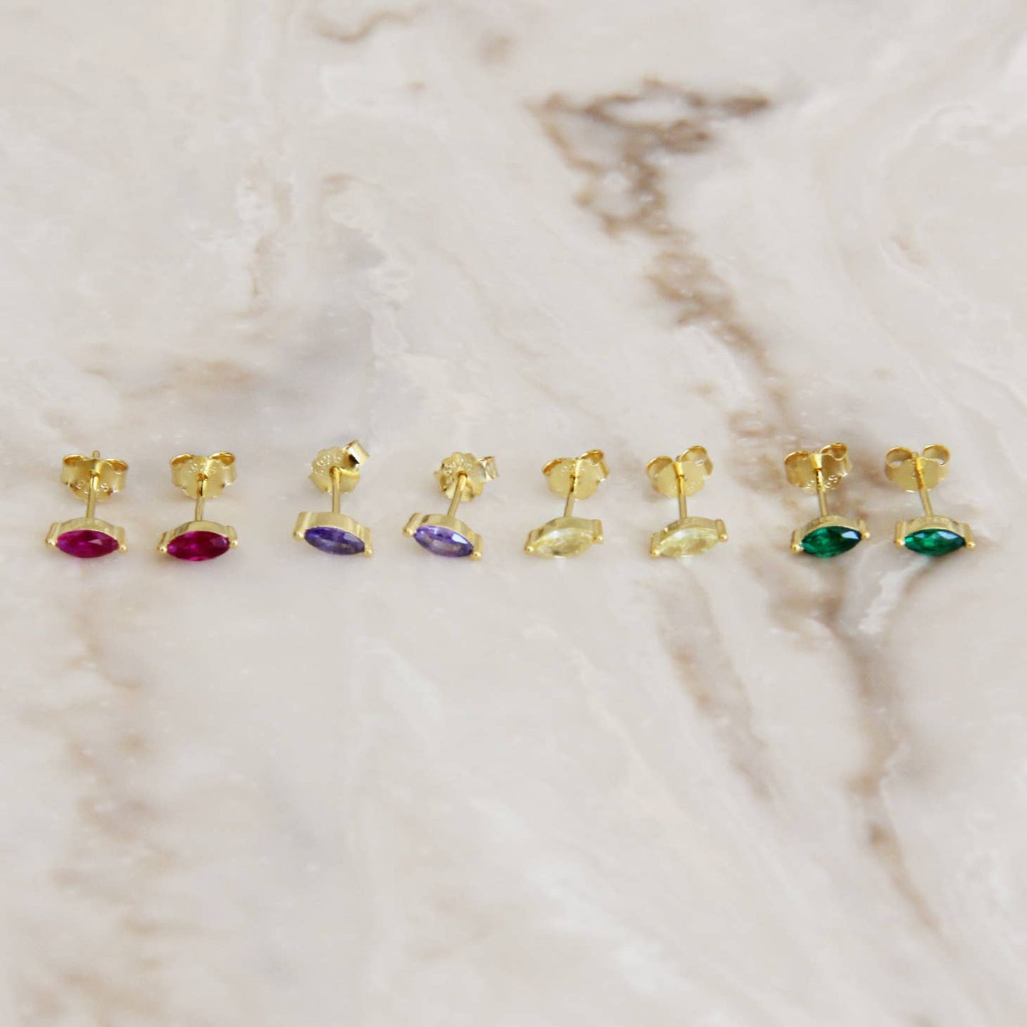 Tiny Lavender Marquise Studs