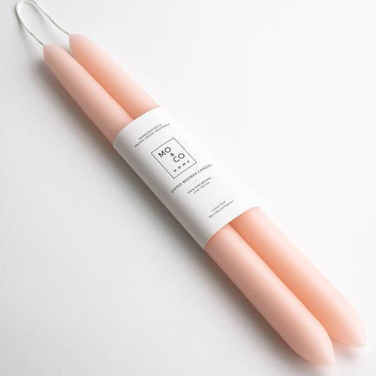 Pink Rose Beeswax Taper Candle Pair