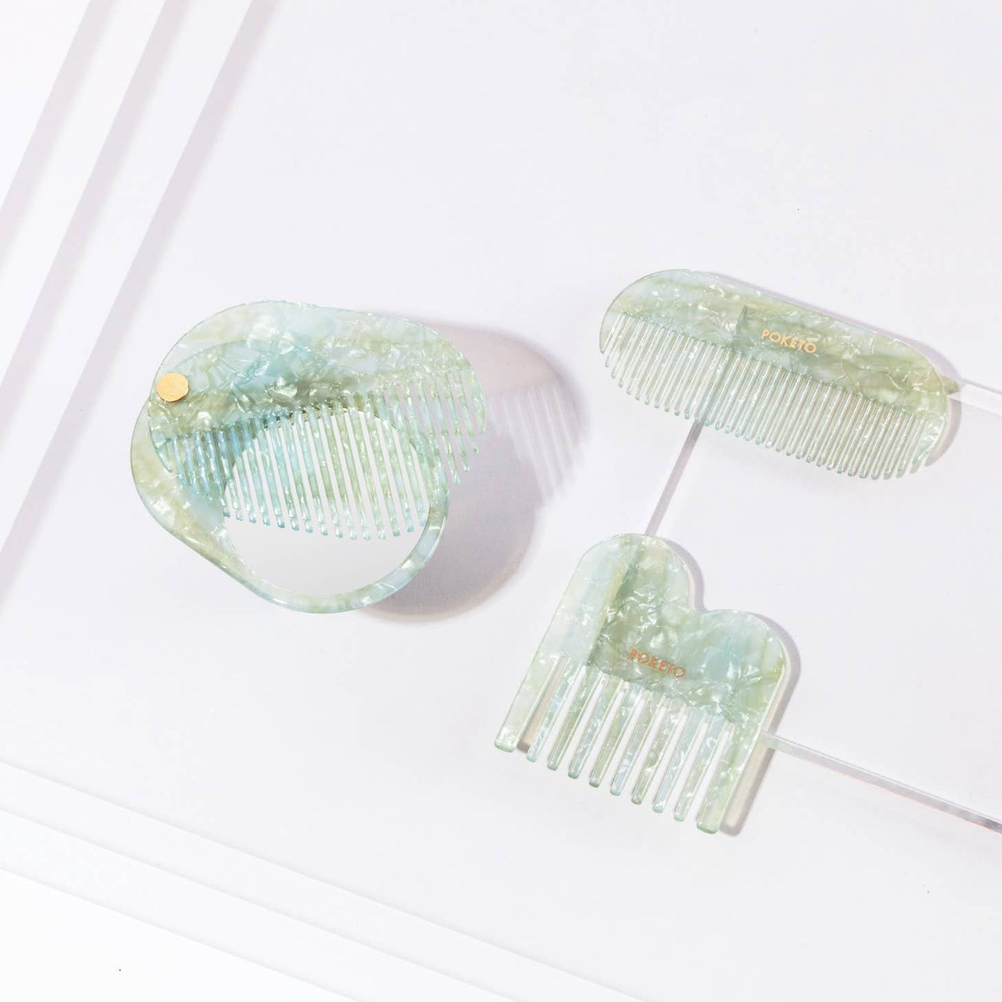 2 in 1 Pocket Comb Mirror in Sea Glass