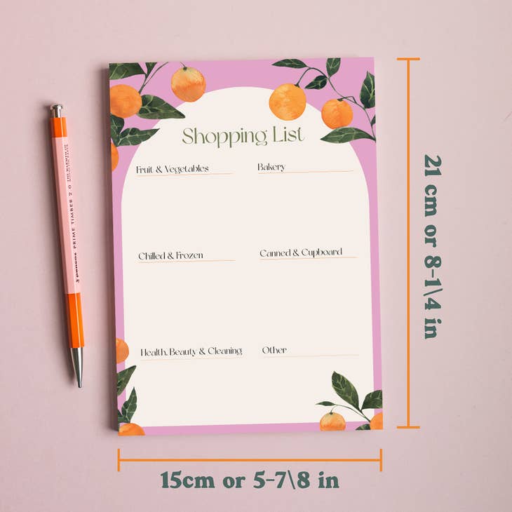 Orangerie A5 Shopping List Pad