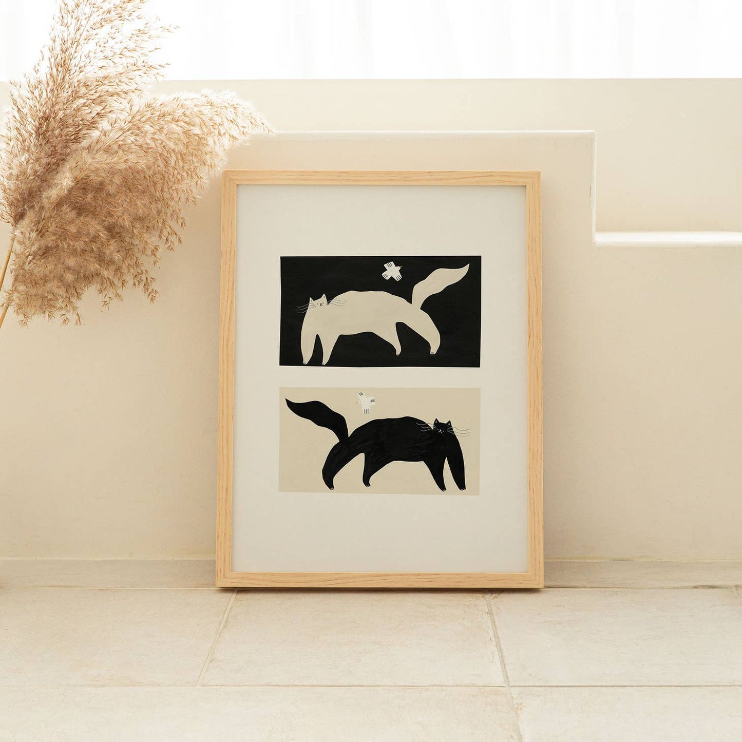 "Negative / Positive Cats" Art Print