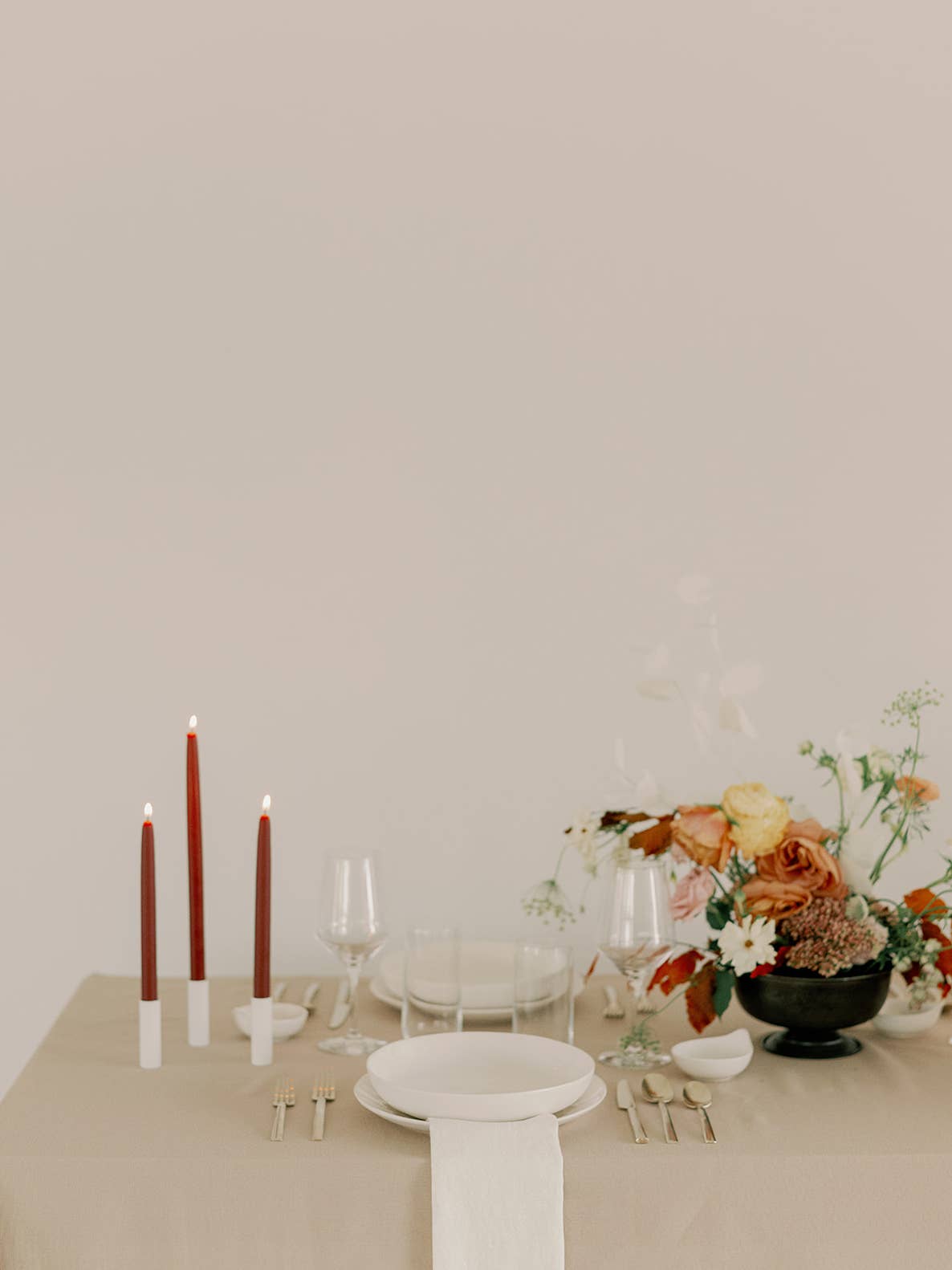 Burgundy Beeswax Taper Candle Pair