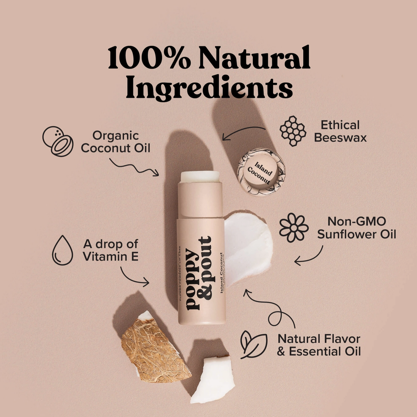 Poppy & Pout Hydrating Island Coconut Lip Balm