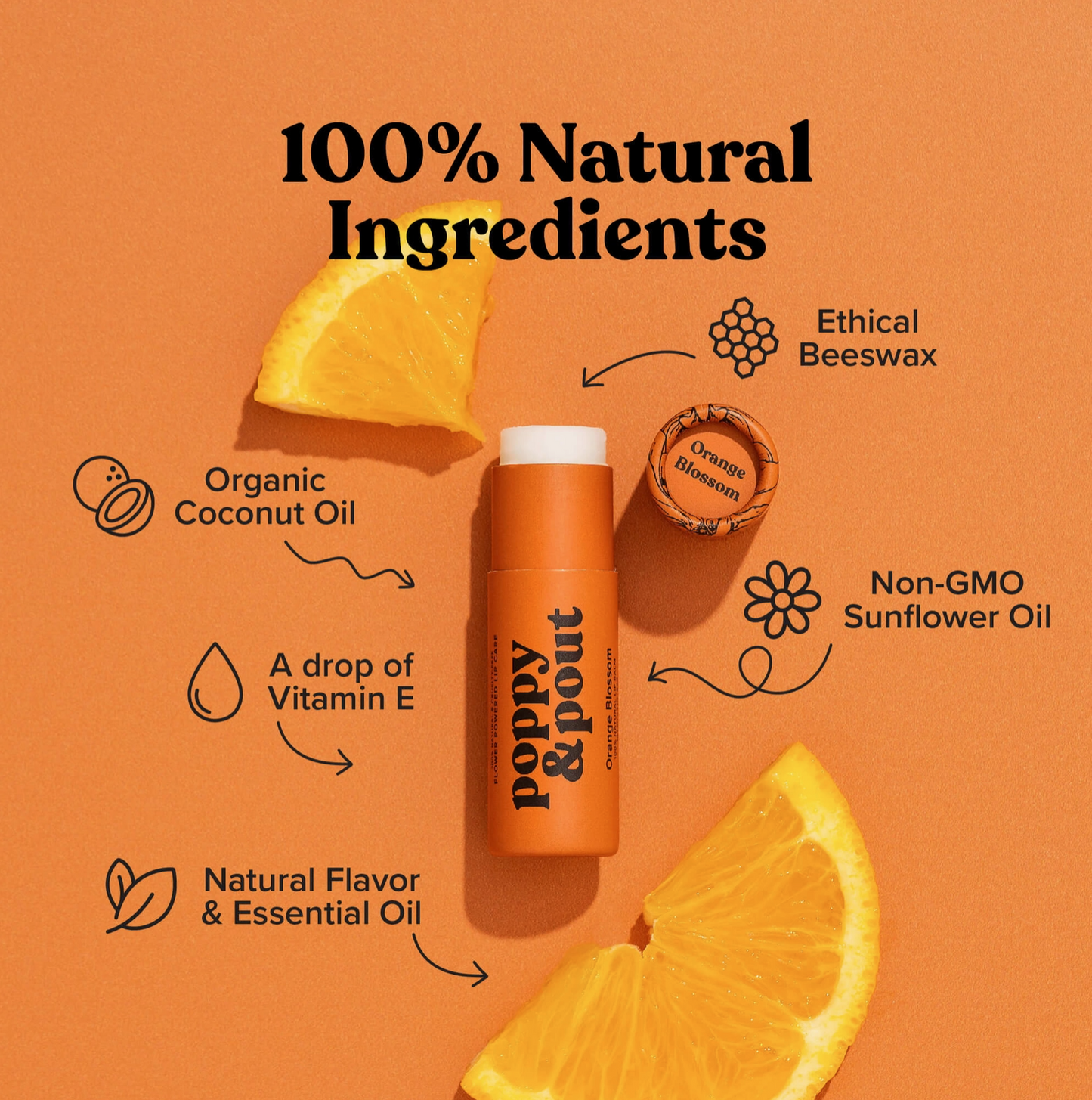 Poppy & Pout Hydrating Orange Blossom Lip Balm