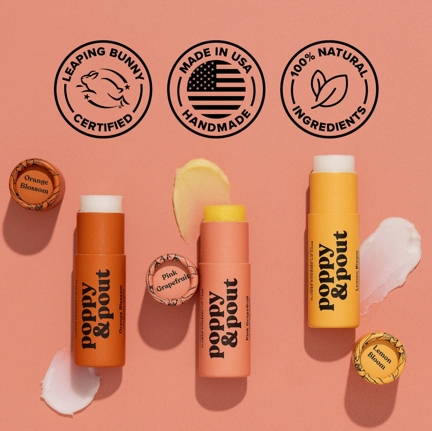 Poppy & Pout Hydrating Pink Grapefruit Lip Balm