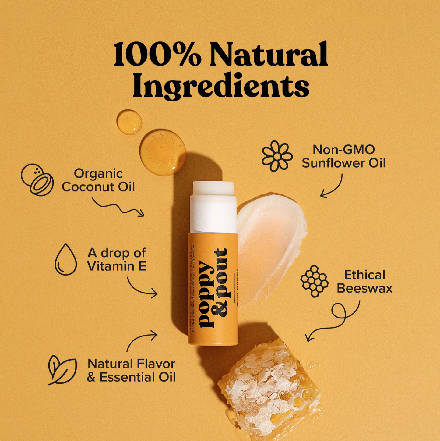 Poppy & Pout Hydrating Wild Honey Lip Balm