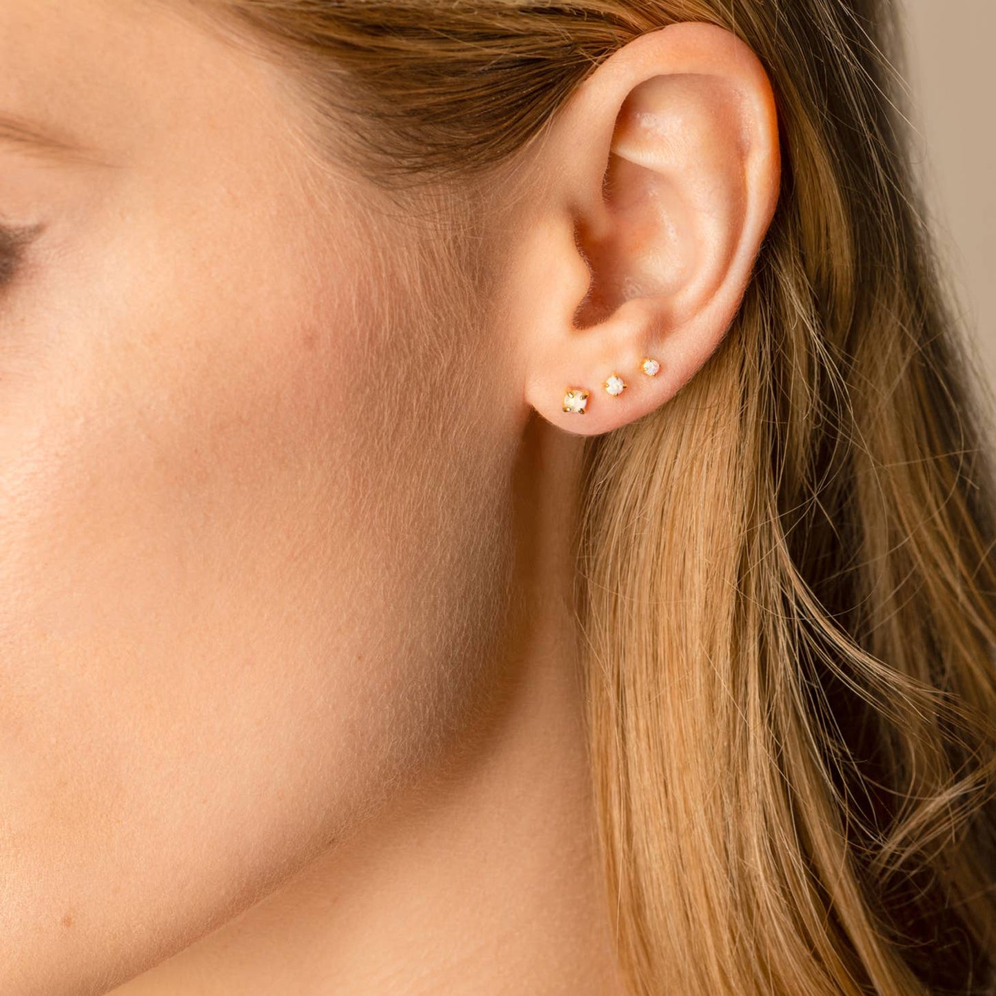 Tiny Opal Trio Stud Earrings Set