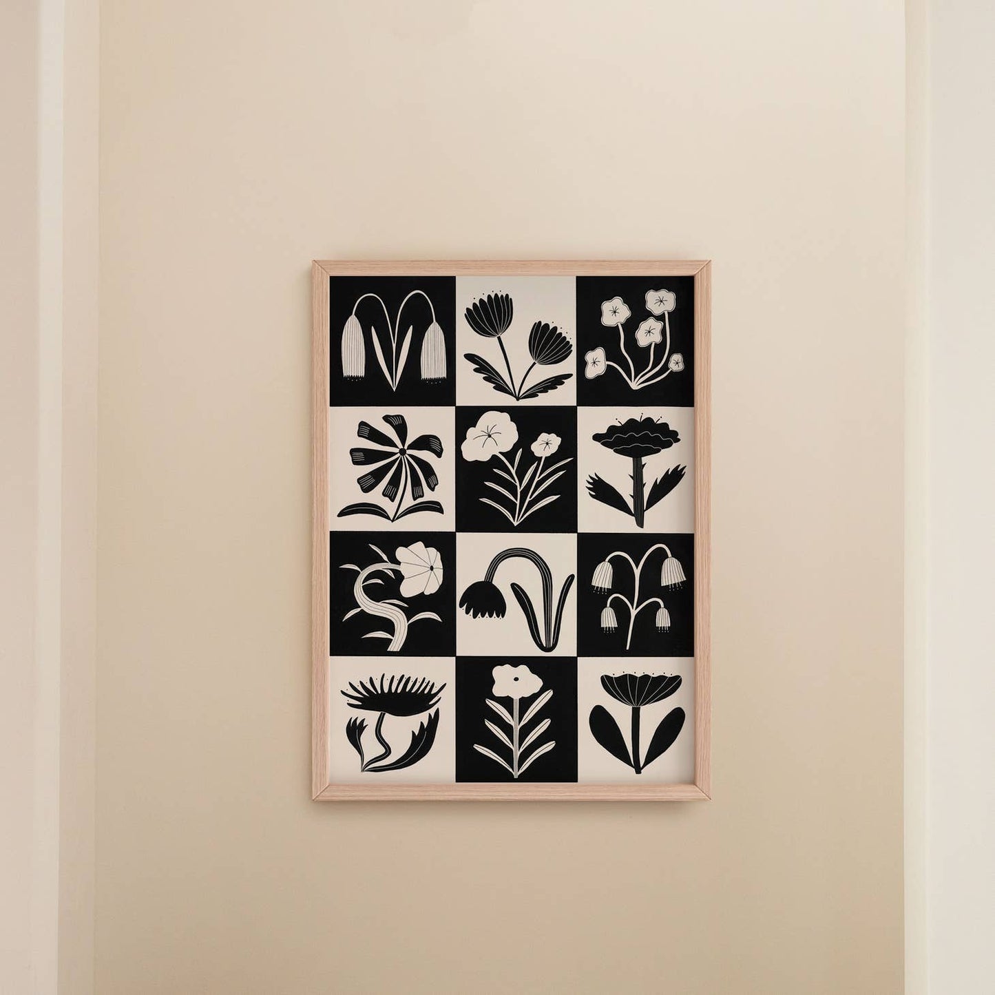 "Black And White Flowers" Art Print