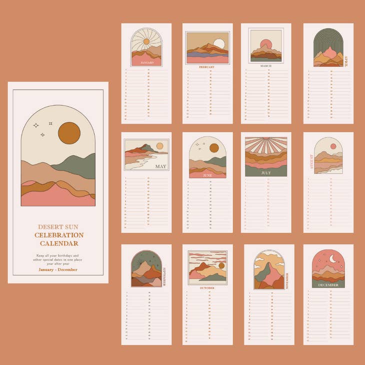 Undated Birthday Calendar | Desert Sun