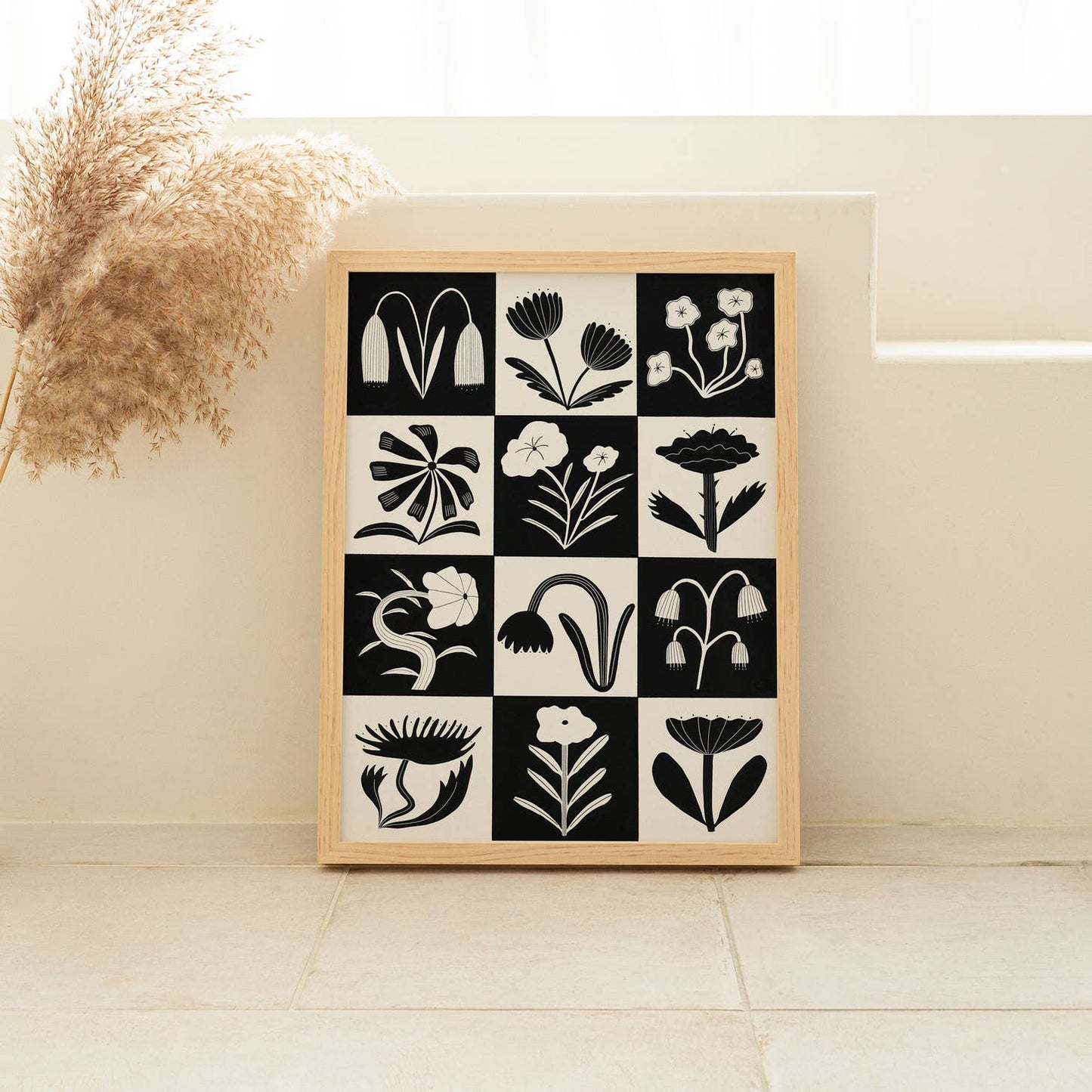 "Black And White Flowers" Art Print