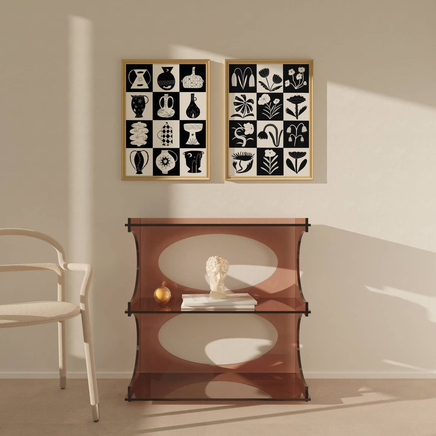 "Black And White Flowers" Art Print