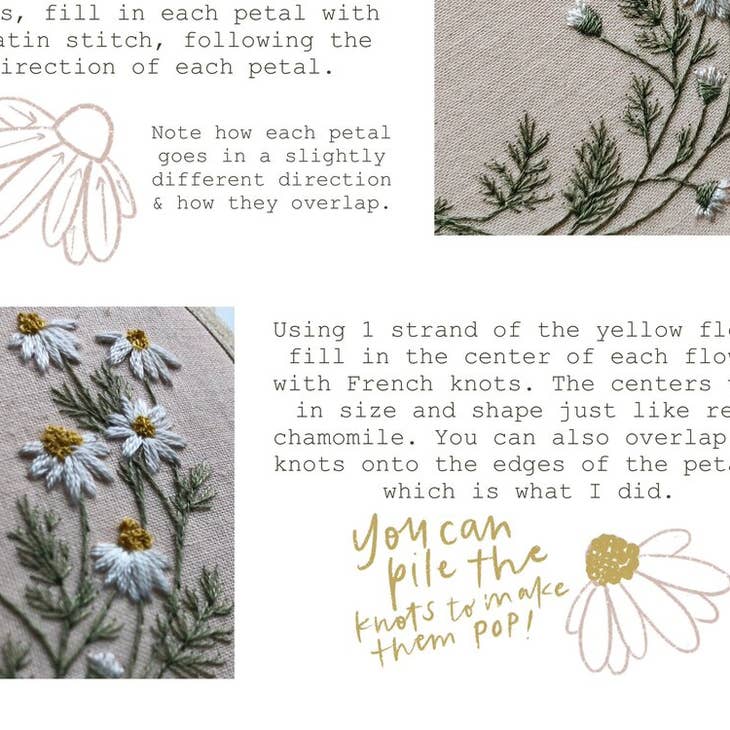 Chamomile Embroidery DIY Kit
