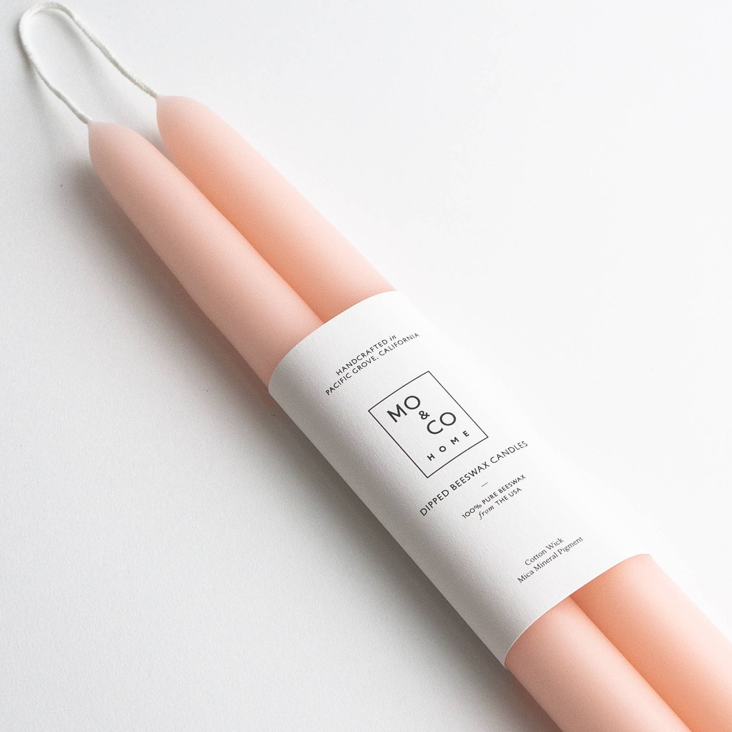 Pink Rose Beeswax Taper Candle Pair