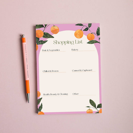 Orangerie A5 Shopping List Pad