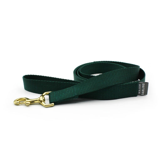 Nylon Brass Leash in Forest