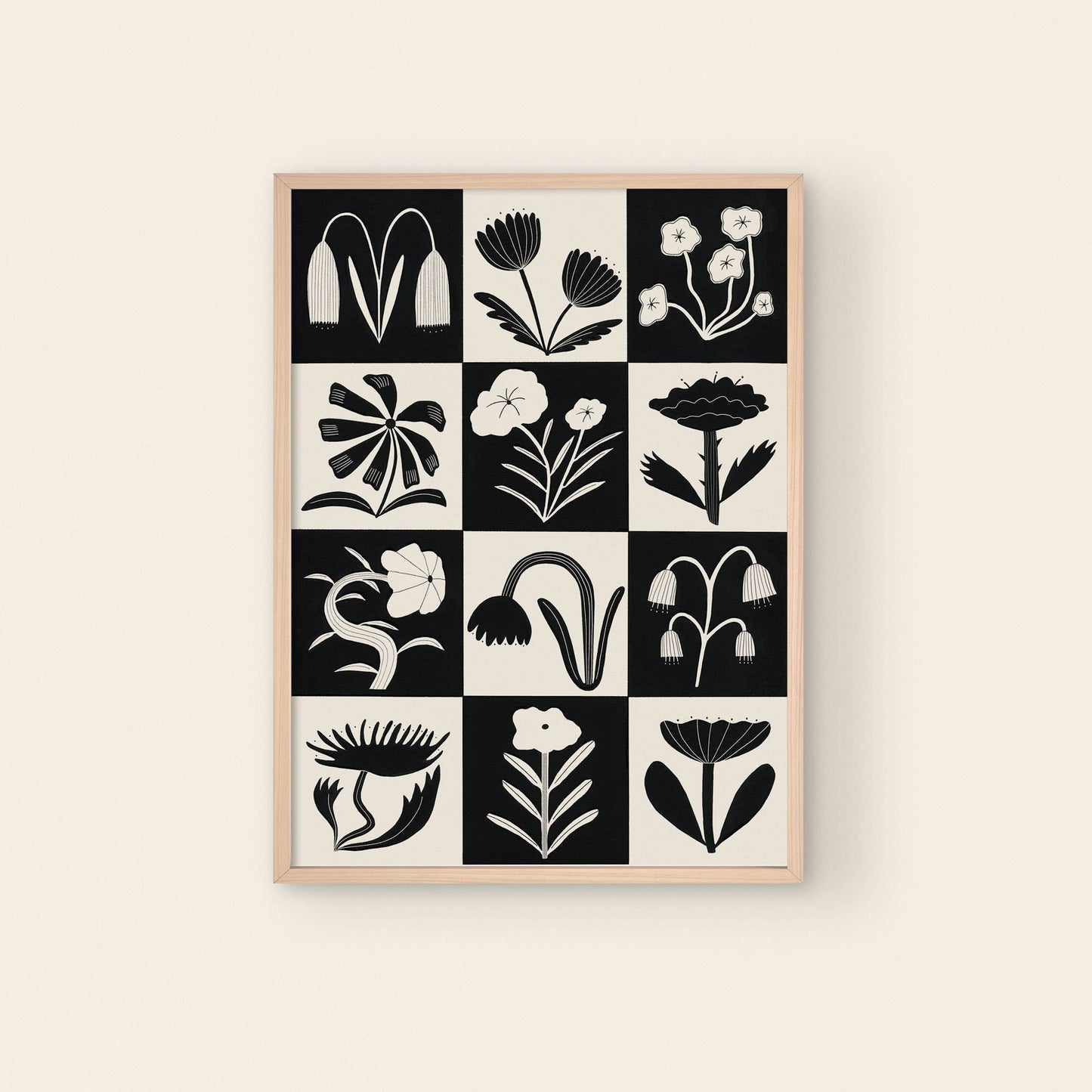 "Black And White Flowers" Art Print