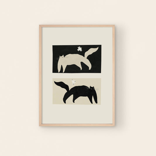 "Negative / Positive Cats" Art Print
