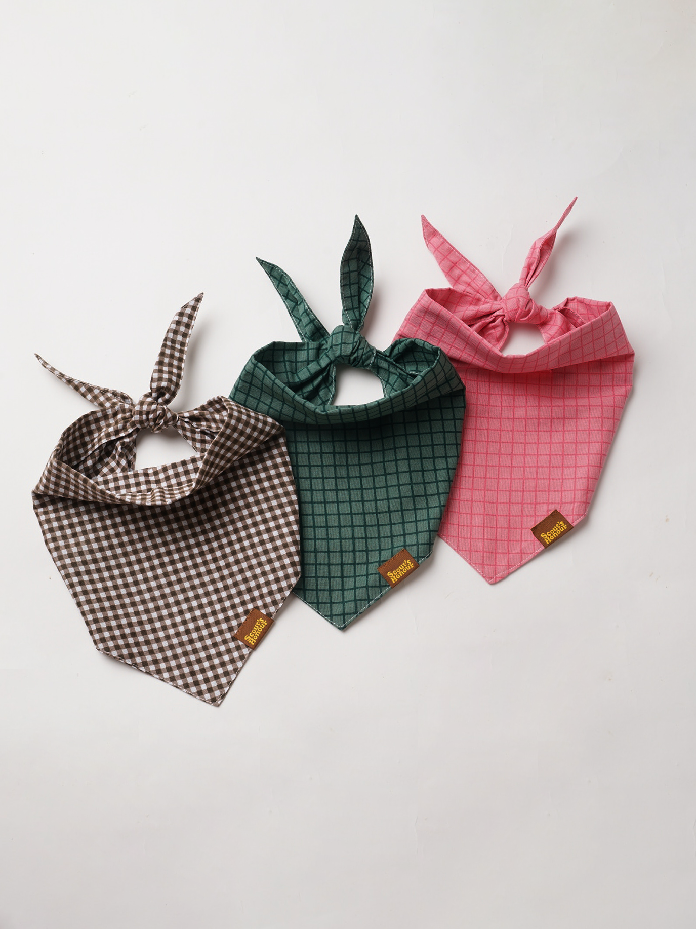 Gingham Dog Bandana in Brown