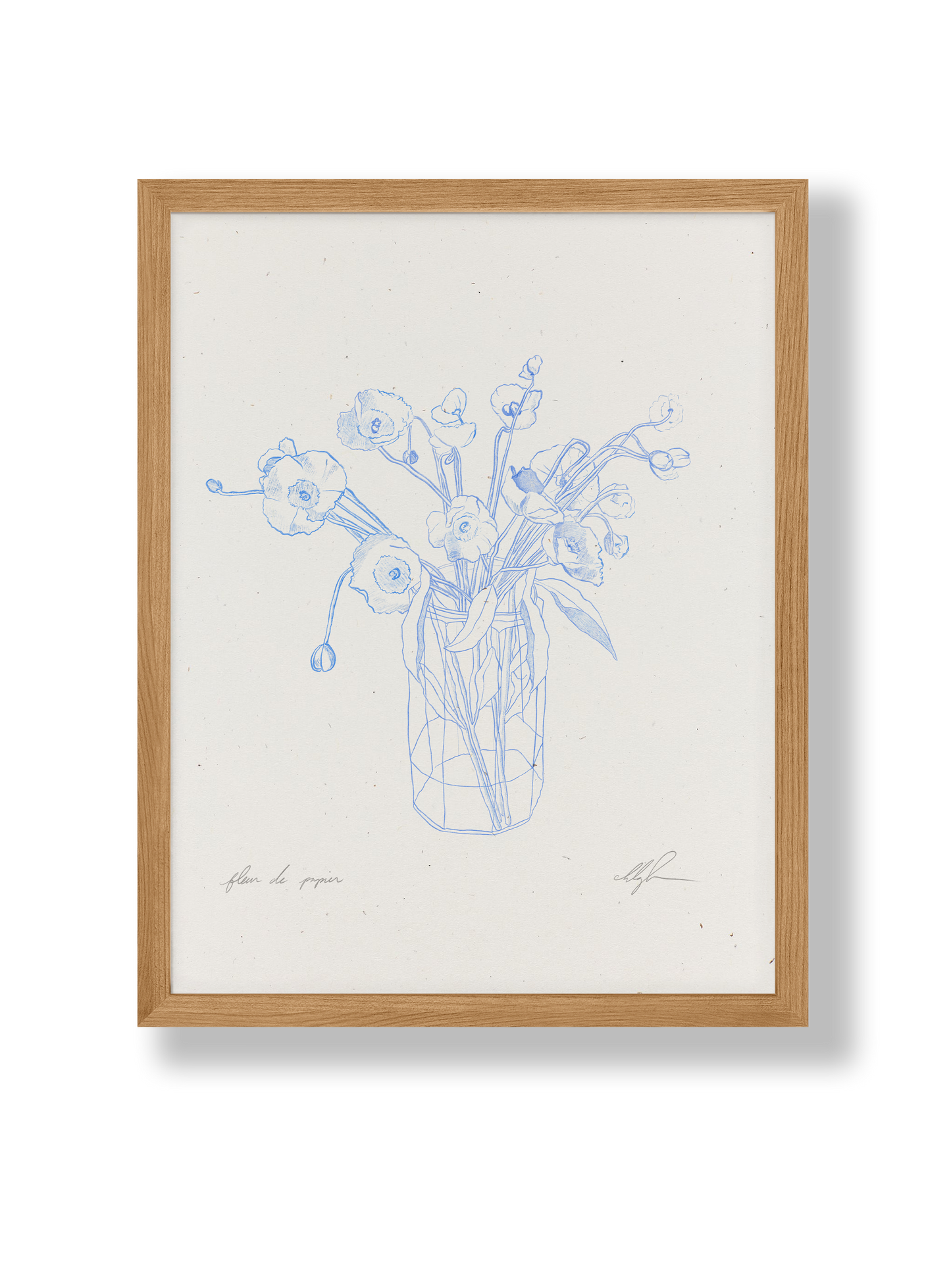 "Fleurs de Papier in Cornflower Blue" Art Print
