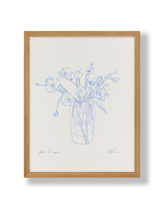 "Fleurs de Papier in Cornflower Blue" Art Print
