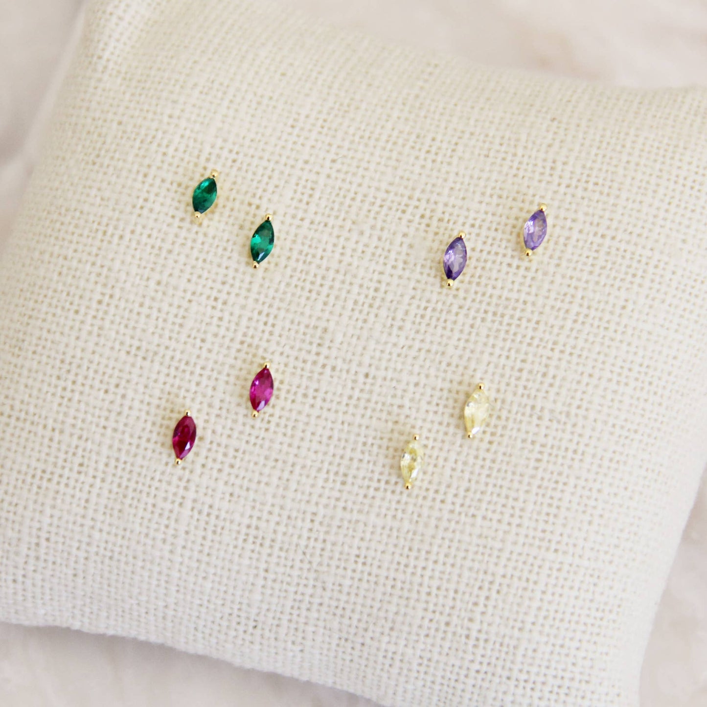Tiny Lavendar Marquise Studs