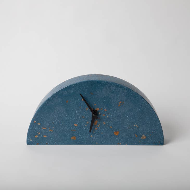 Mantle Clock - Cobalt Pebbled Terrazzo