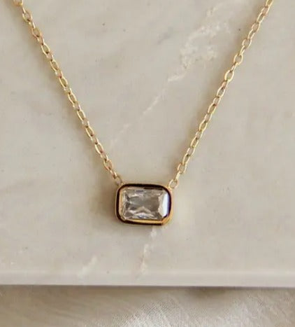 Eva Emerald Cut Stone Necklace