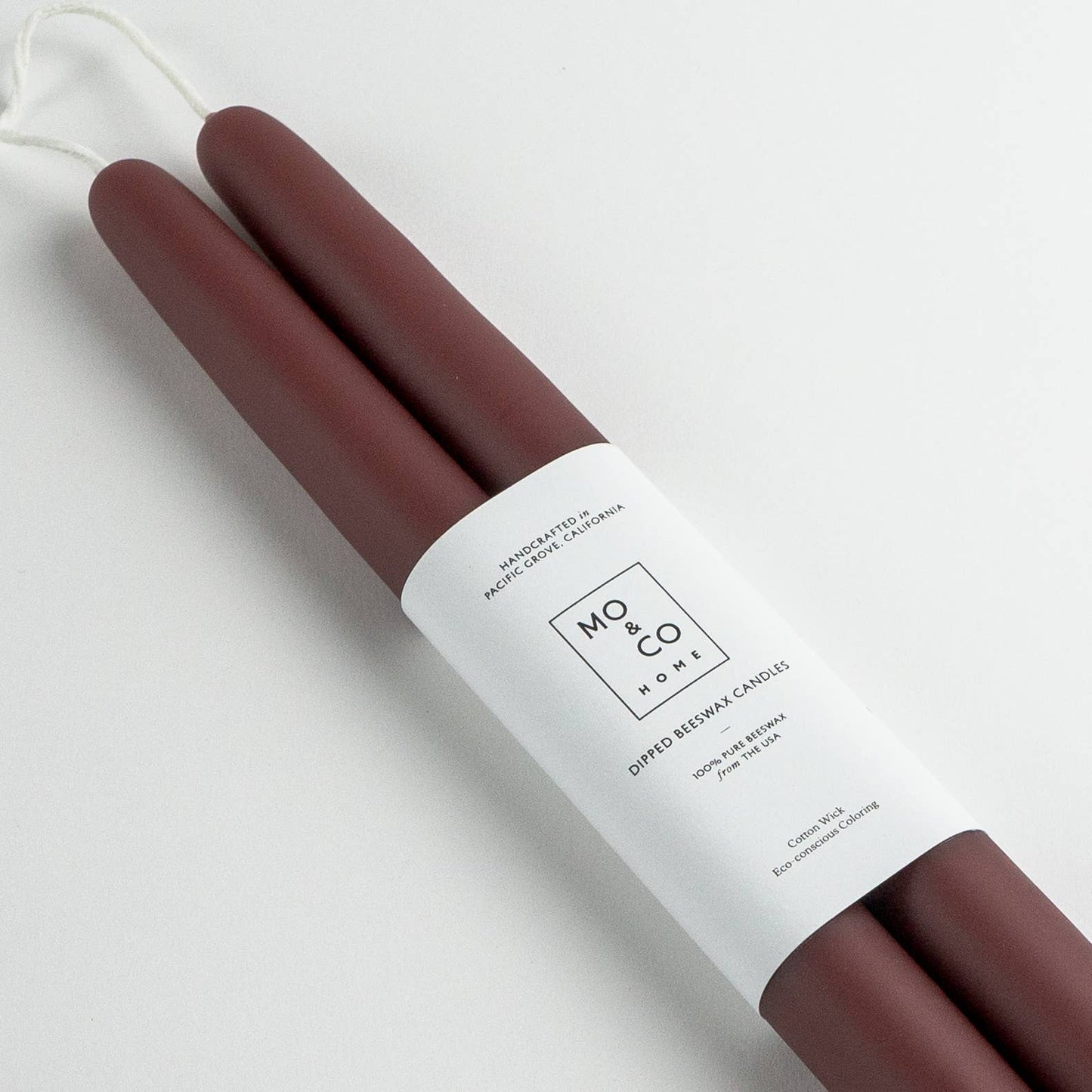 Burgundy Beeswax Taper Candle Pair