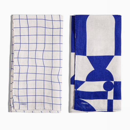 Arch Blue Linen Tea Towel Set
