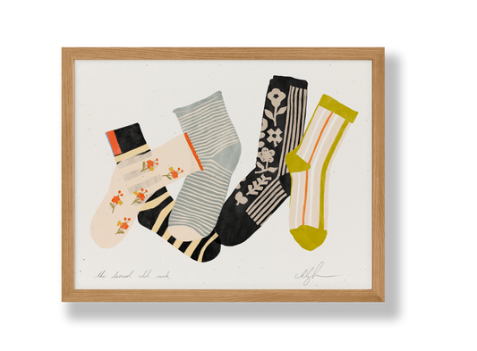 "The Darned Odd Sock" Art Print