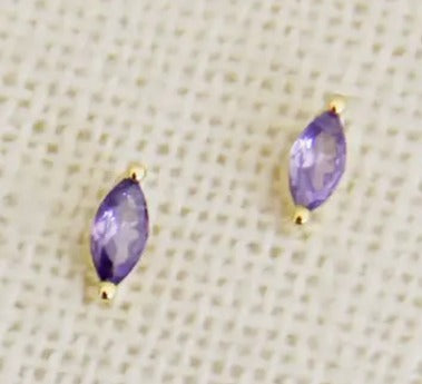 Tiny Lavender Marquise Studs