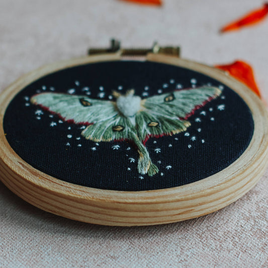 Luna Moth Embroidery DIY Kit